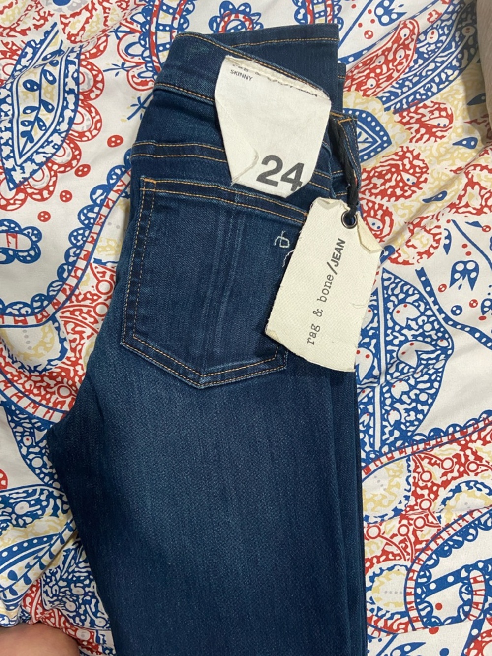 rag & bone Women's Skinny Jeans in Dark Blue Denim - Picture 3 of 3